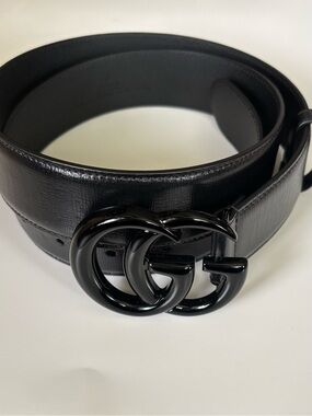 Gucci Black Leather Belt with Black Double G Buckle